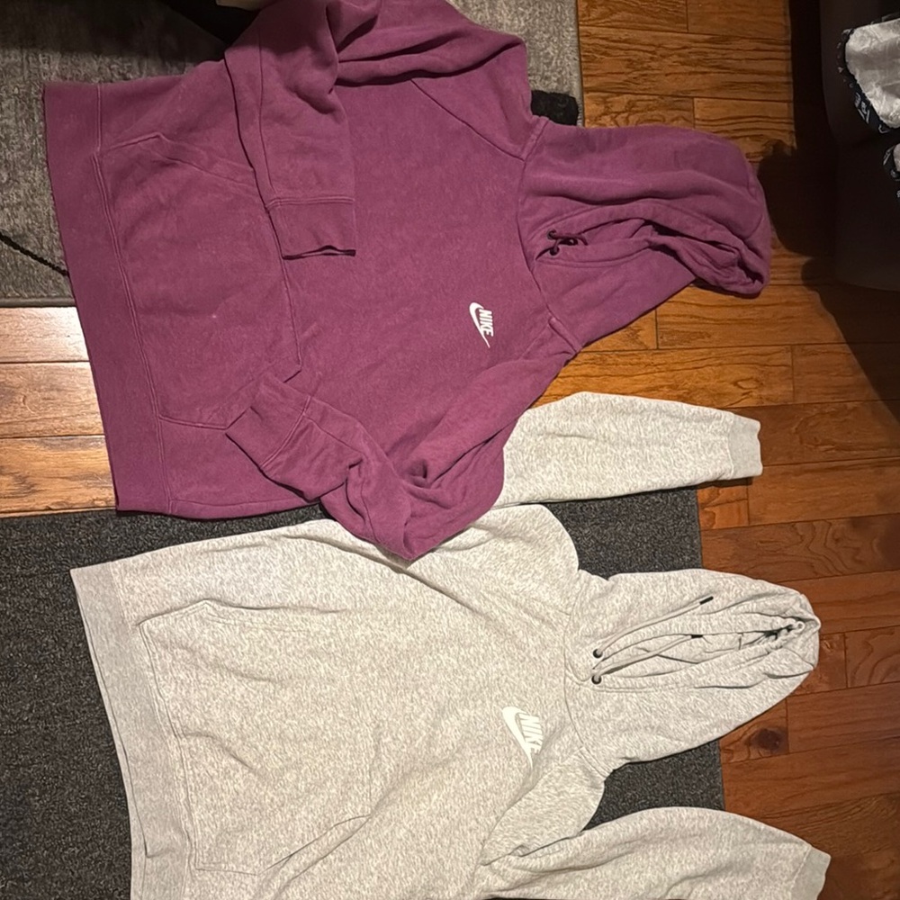 Nike Purple and Gray Hoodies